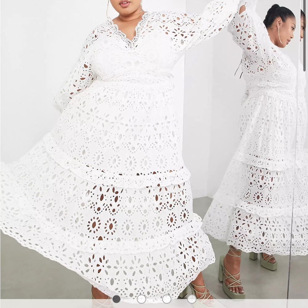 ASOS EDITION Curve v neck broderie midi dress